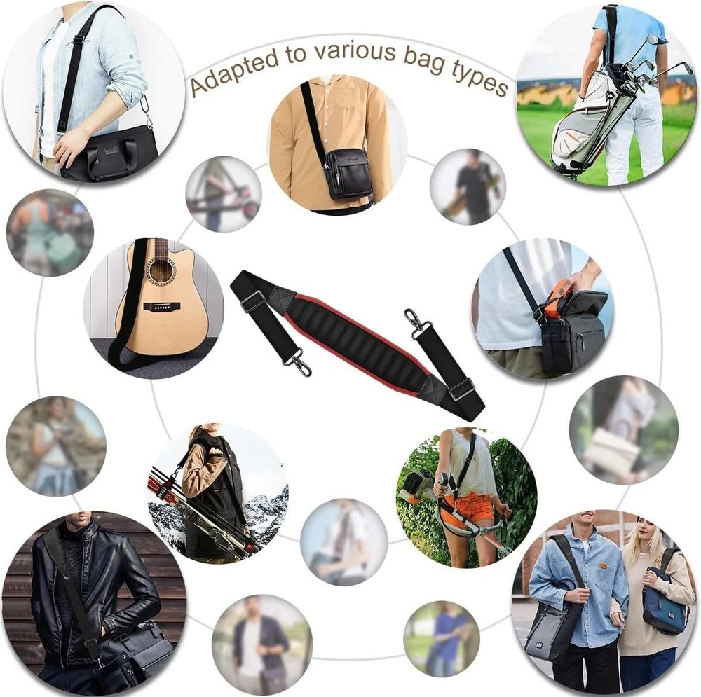 77" Neoprene Shoulder Strap – Thick Padded, Universal Bag Strap with Adjustable