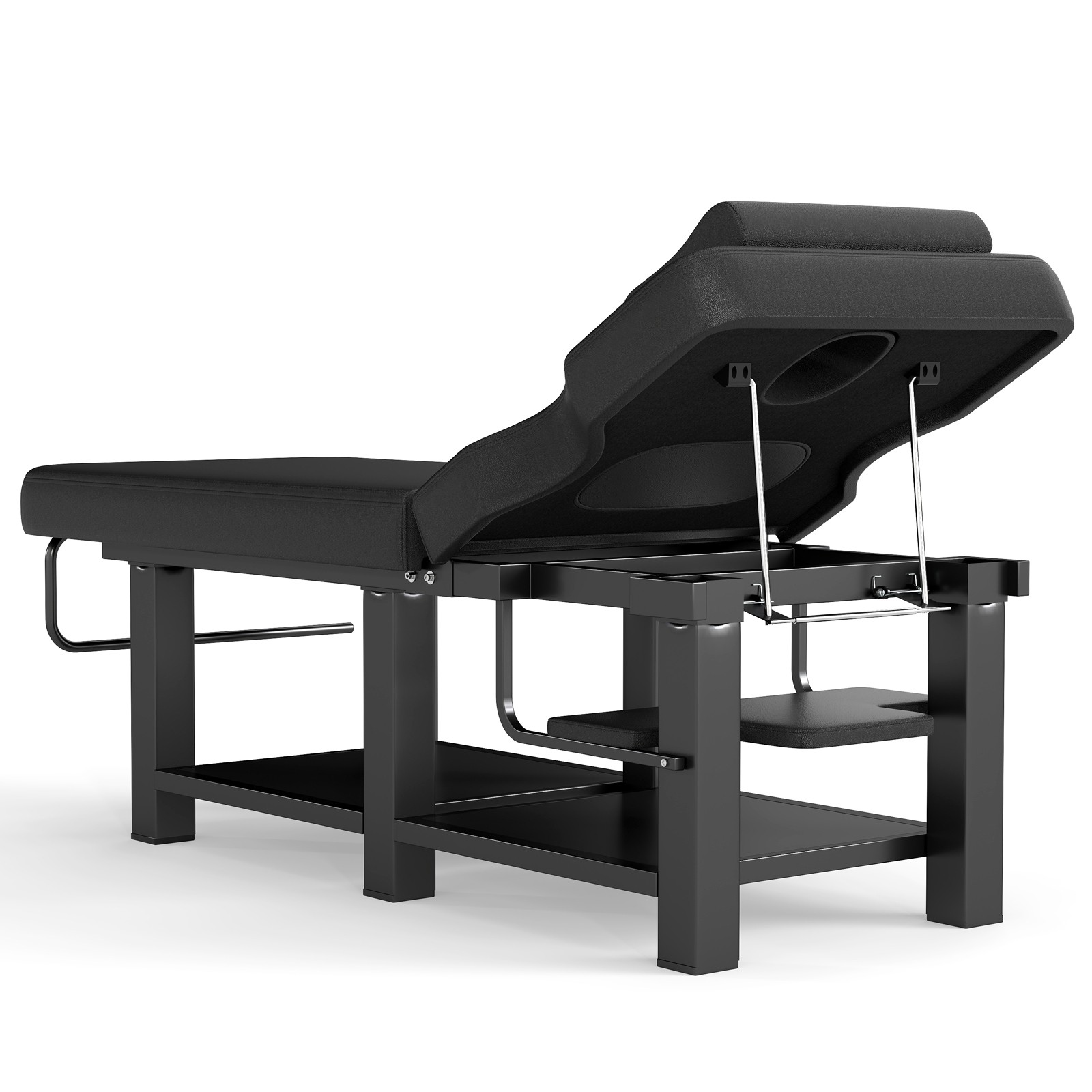 Black Massage Table Facial Bed Treatment Salon Spa Beauty w/Headrest, Open-Chest