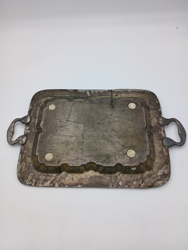 Antique Copper Handled Serving Tray Grapevine