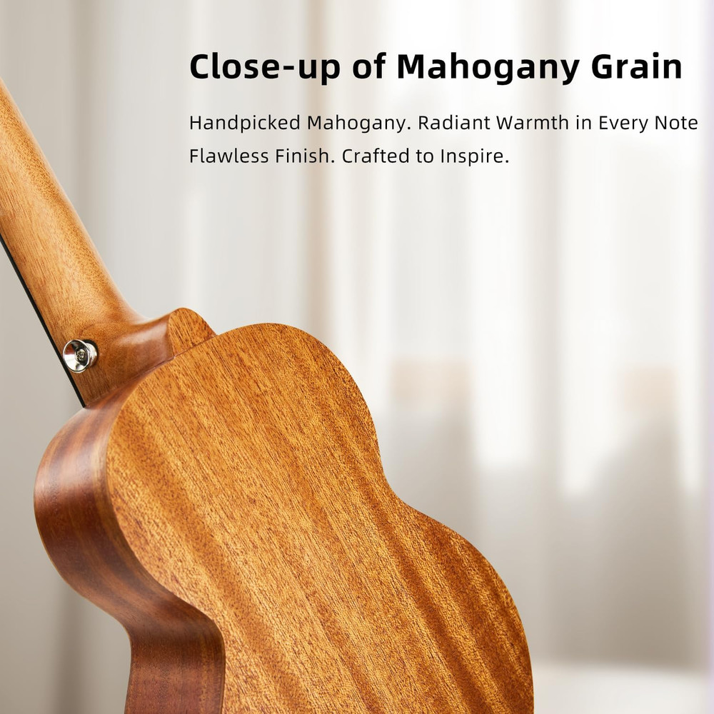 26” Tenor Ukulele – Solid Top Mahogany Includes Quick Locking Strap, Professiona