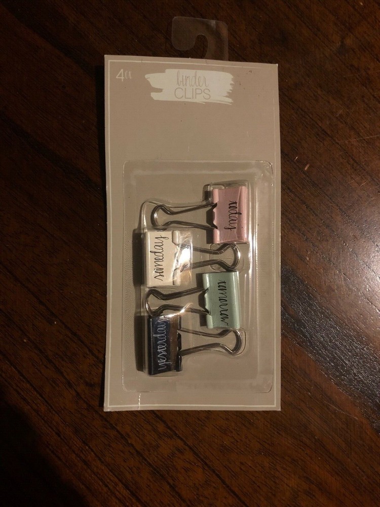Made for Retail ~ Phrases Binder Clips ~ 4 Pieces NIP