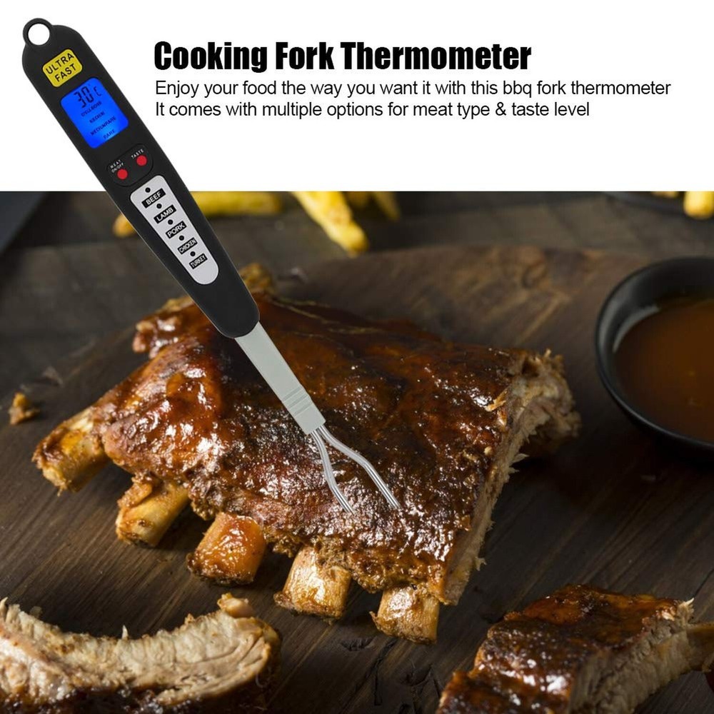 Jerlifkyer Digital Meat Thermometer Fork,Instant Read Temperature with LED Sc...