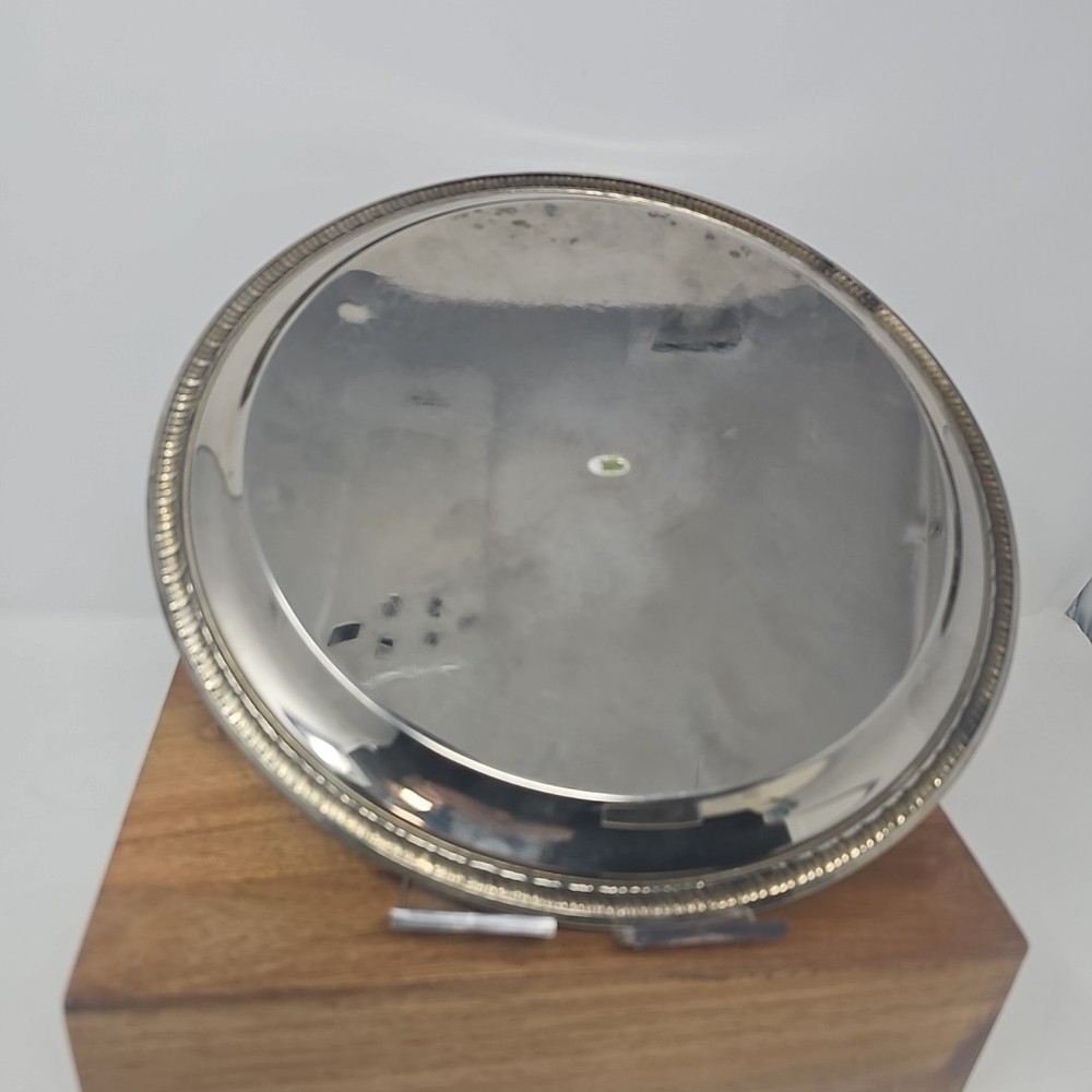 Silver-Plated Round Etched Platter with Textured Edge