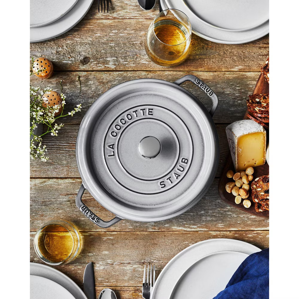 Staub Cast Iron 4-qt Round Cocotte - Graphite Grey