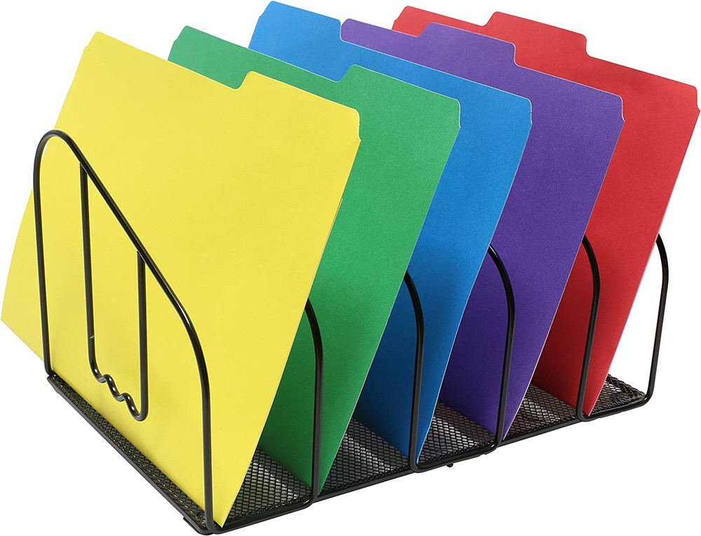 File Sorter Organizer for Desk, 5 Sections, Black