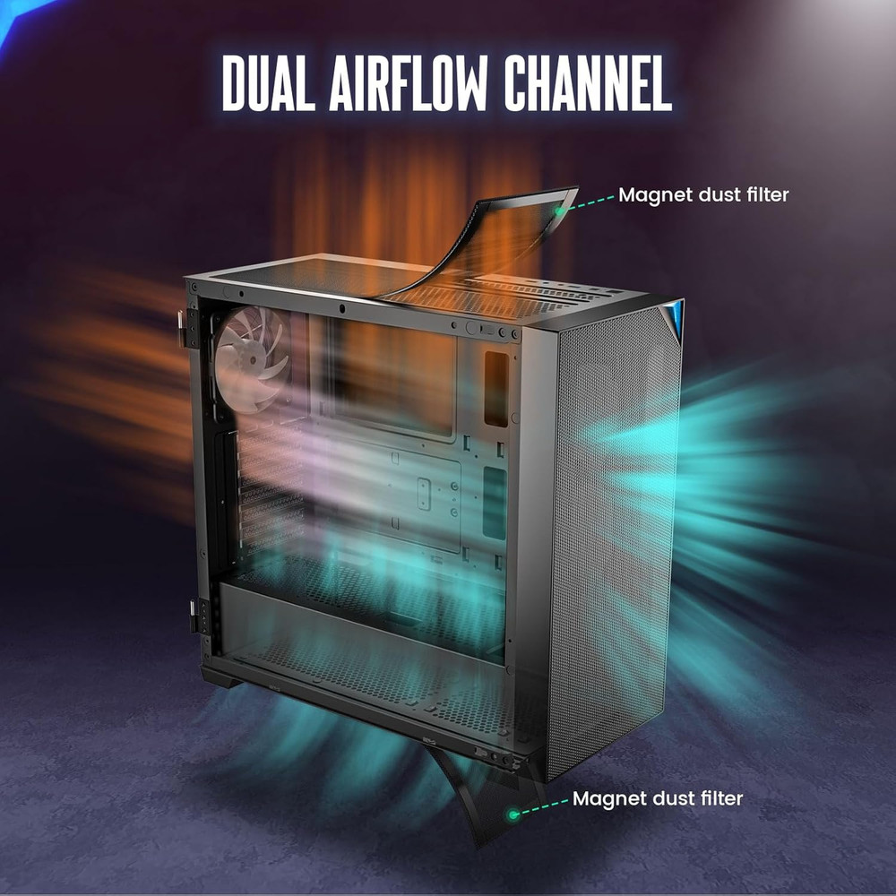 AL800 Full Tower PC Computer Case - Door Opening Design Tempered Glass, E-ATX/AT