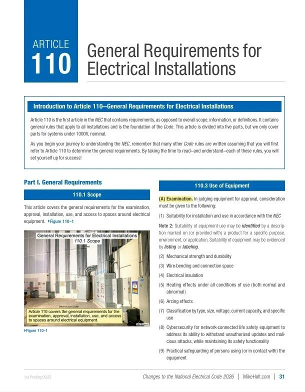 2026 Mike Holt's Changes to the National Electrical Code Textbook