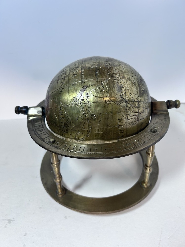 Globe With World Map Full Solid Brass Victorian Era Handmade Rare Globe