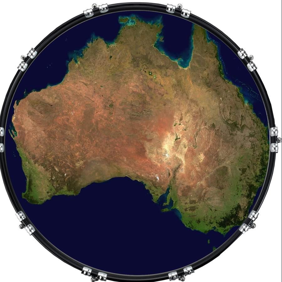 20" Custom Bass Kick Drum Front Head Graphical Graphic Map Australia 1