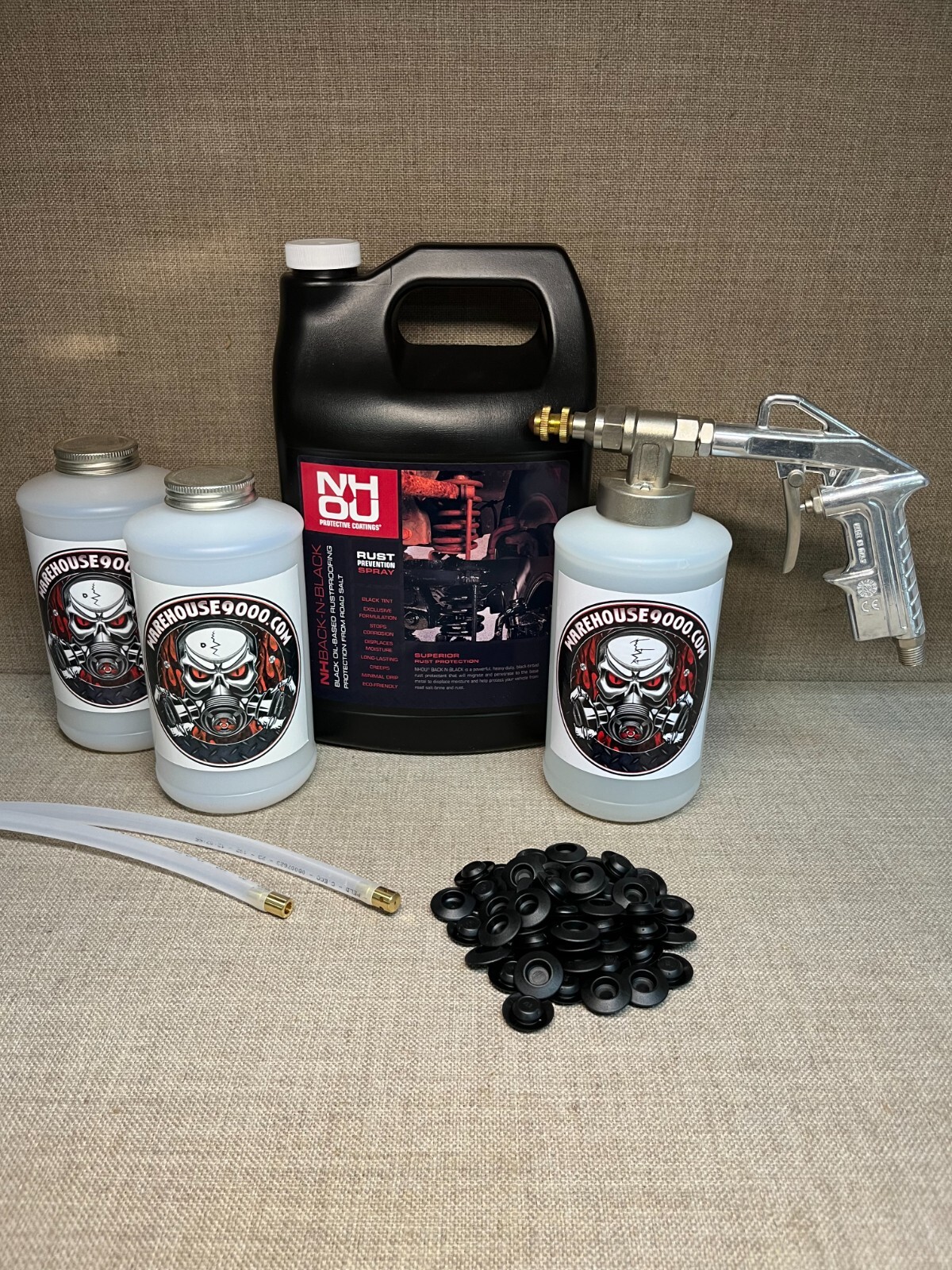 Gal NH Oil Undercoating, Pro Undercoating Gun, 2 Wands, 3 Quart Bottle, 50 Plugs
