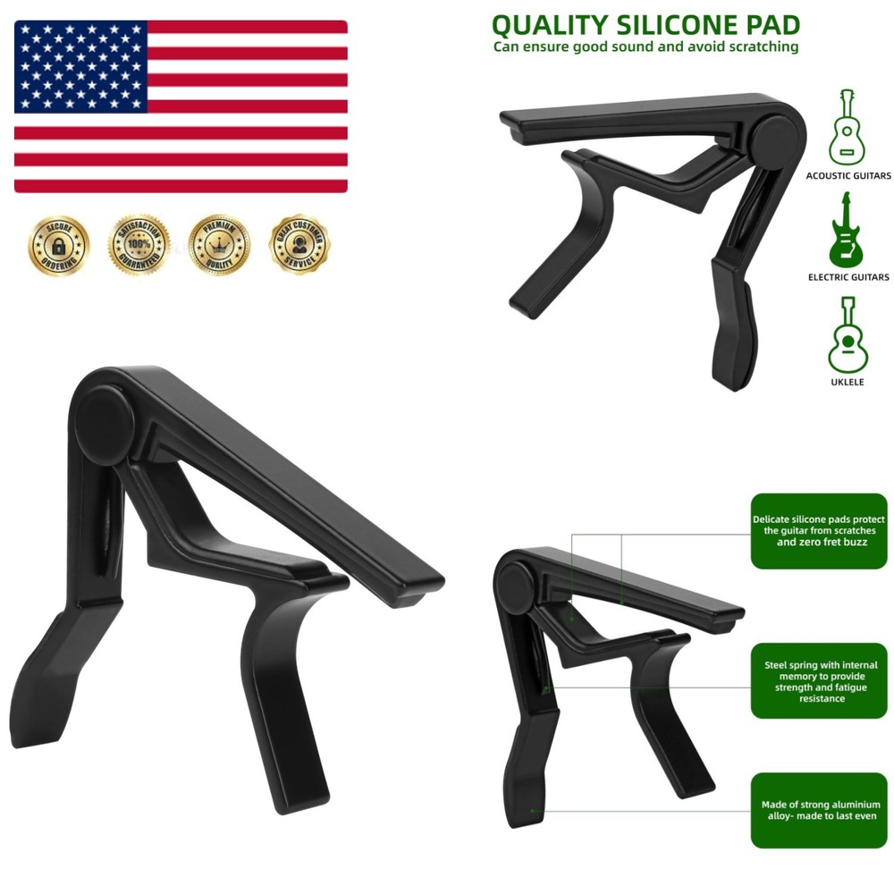 Versatile Professional Capo for 6 String Guitars & Ukuleles - Quick Change