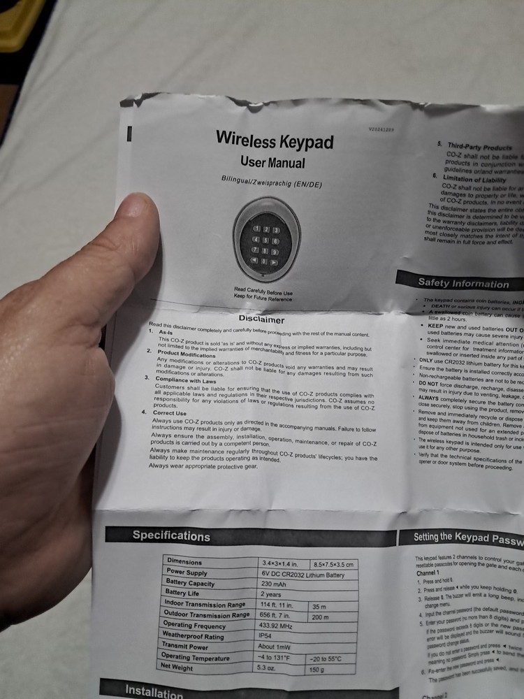 Wireless Keypad for Automatic Gate Opener, Keyless for Sliding Gate Operator ...