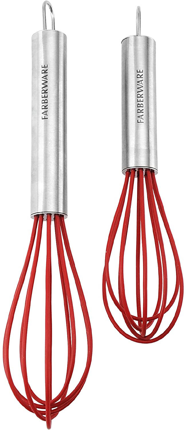 Farberware Professional Silicone Mini Whisks, Set of 2 - Red