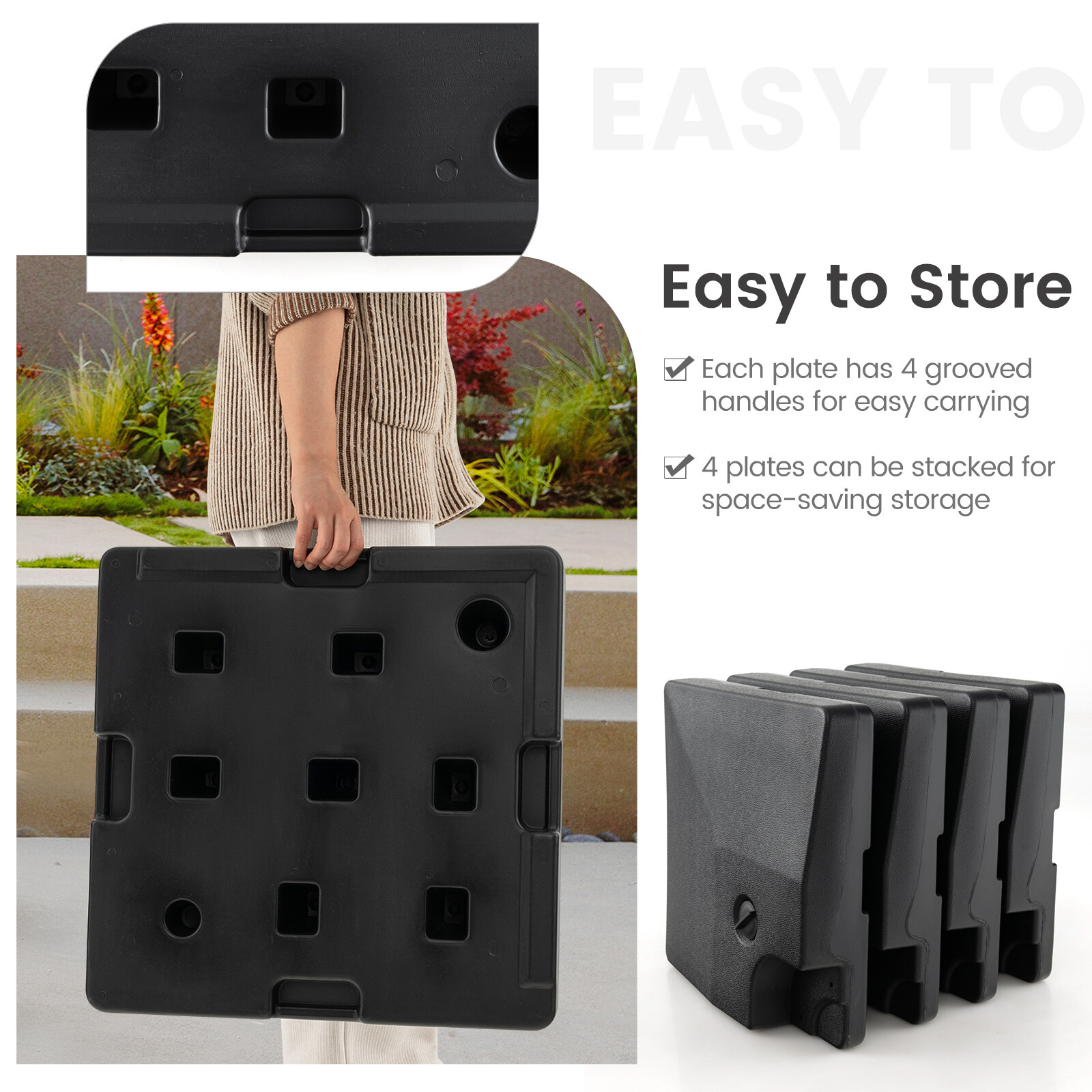 Patio 4pcs Fillable Offset Cantilever Umbrella Base Stand Heavy-Duty Square