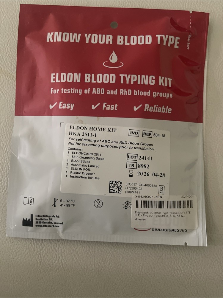 Eldon HKA25111 Blood Type RH Factor Complete Kit