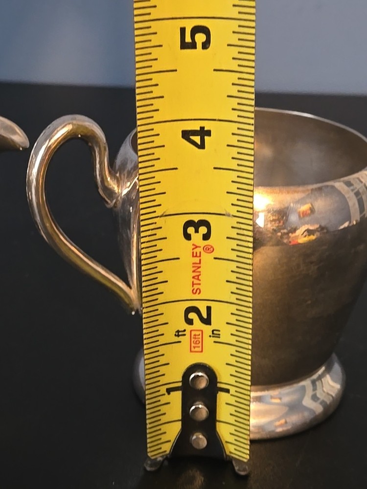 Academy Silver on Copper Vintage Creamer Sugar Serving Cups Set Pair