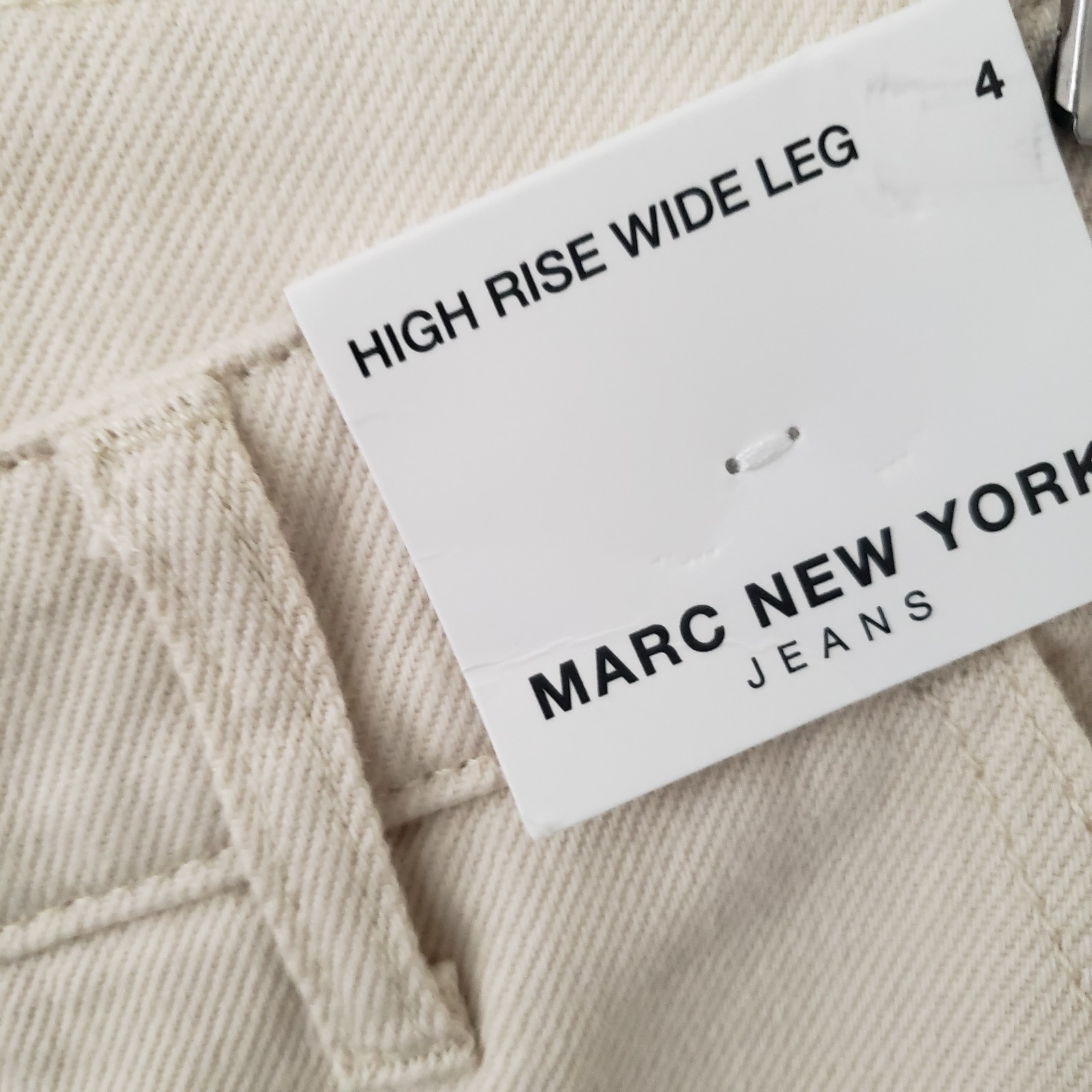 Marc New York Jeans Womens Size 4 Cargo Ecru Denim Cotton High Rise Wide Leg NWT