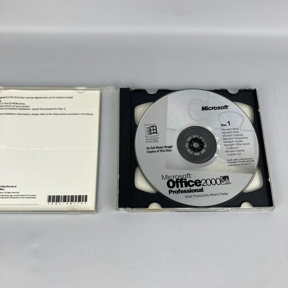 Microsoft Office - 2000 (CD) Professional With Product Key 2 CD Set