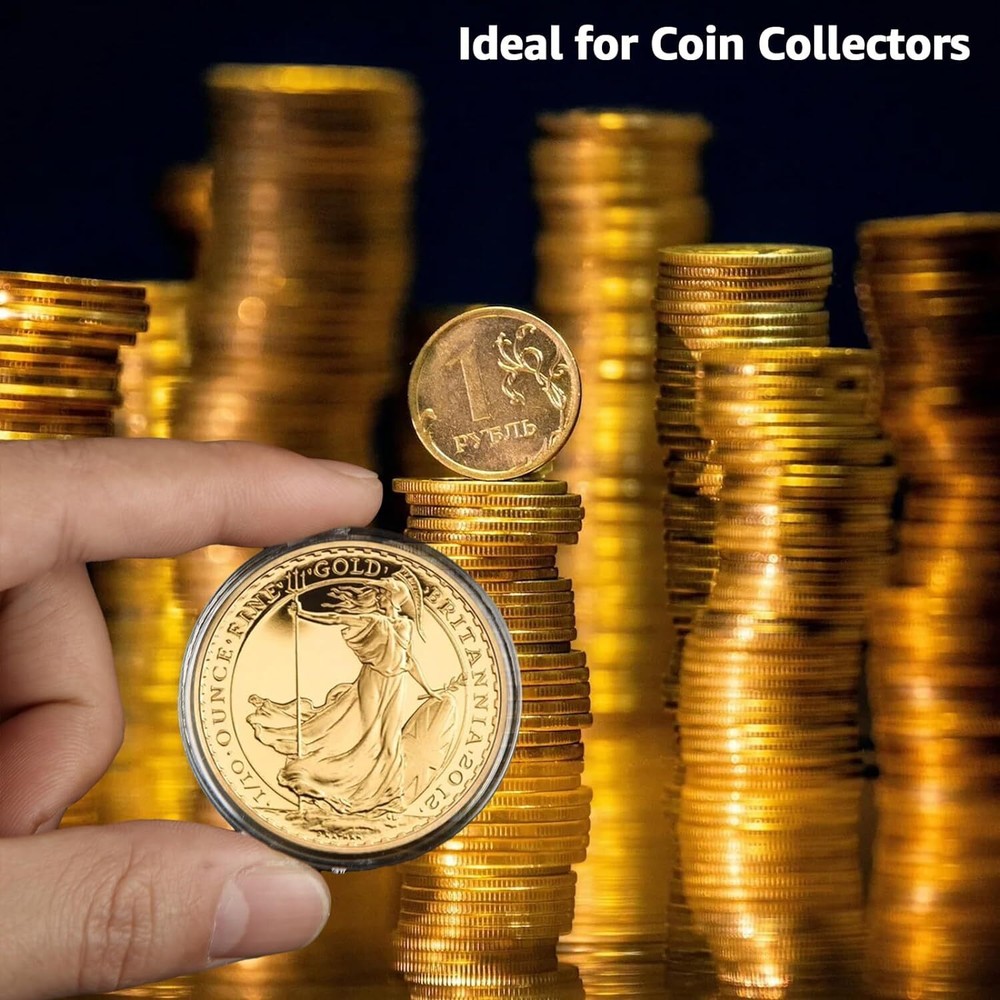 30PCS Plastic Clear Round Coin Capsule Container Storage Box Holder Case 40MM