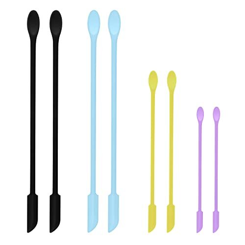 8 Pack Mini Silicone Spatula Set Double Ended Jar Scraper Tiny Spatula