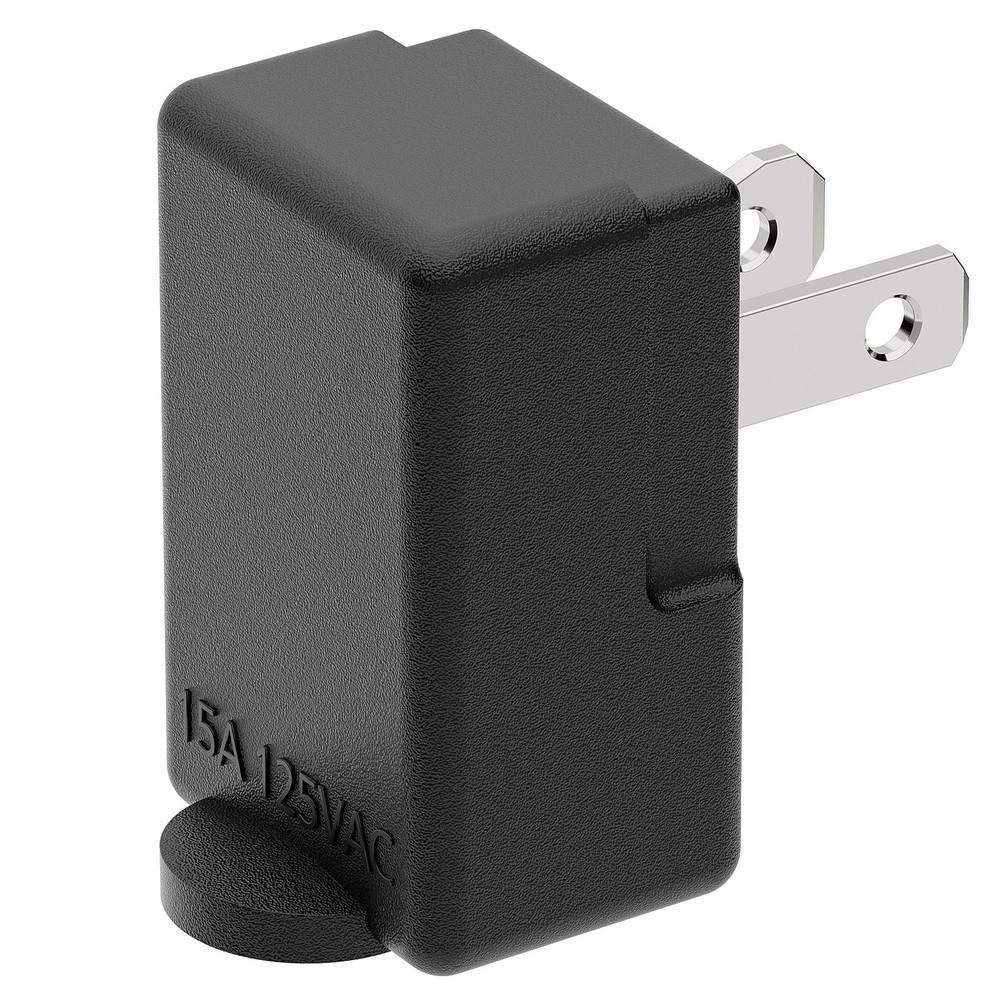 Right Angle Adapter, Plugrand 2-Prong 90 Degree Downward Down Angle, Black