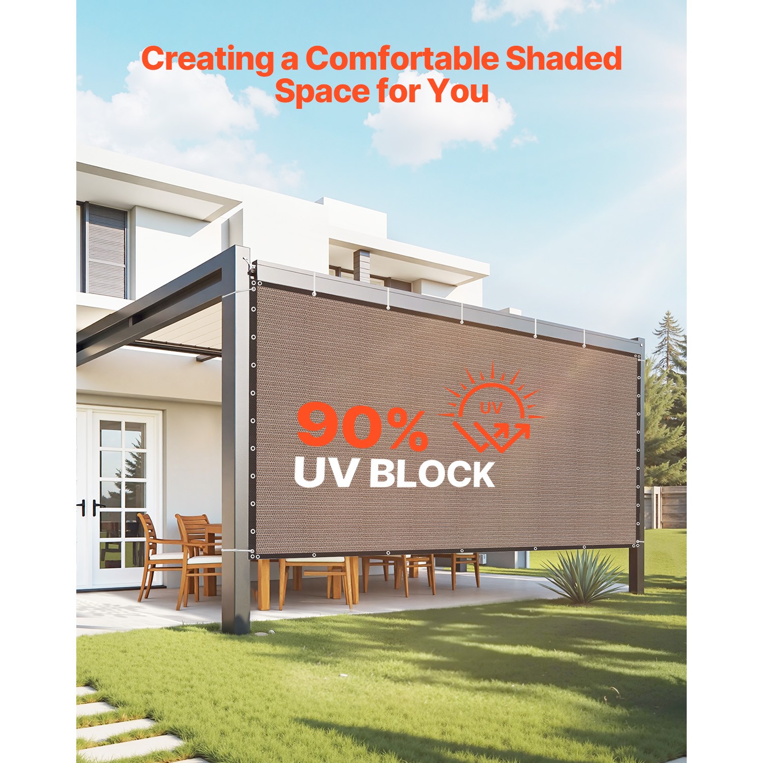 Uimoso 90% Sun Shade Cloth Privacy Screen 10 x 12 ft for Patio Garden (Brown)