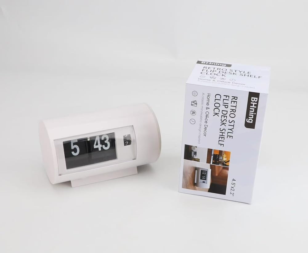 Retro Table Clock Auto Flip Clock 12 Hours AM/PM Format Display Timepiece Desk C