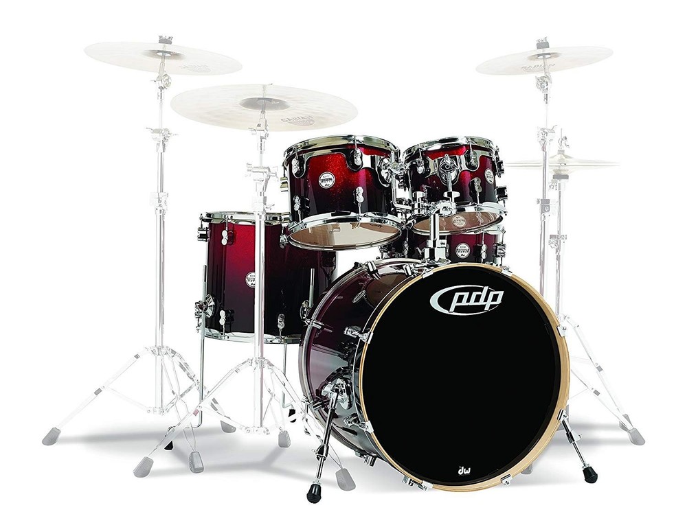 PDP By DW 7-Piece Concept Maple Shell Pack with Chrome Hardware Red to Black...