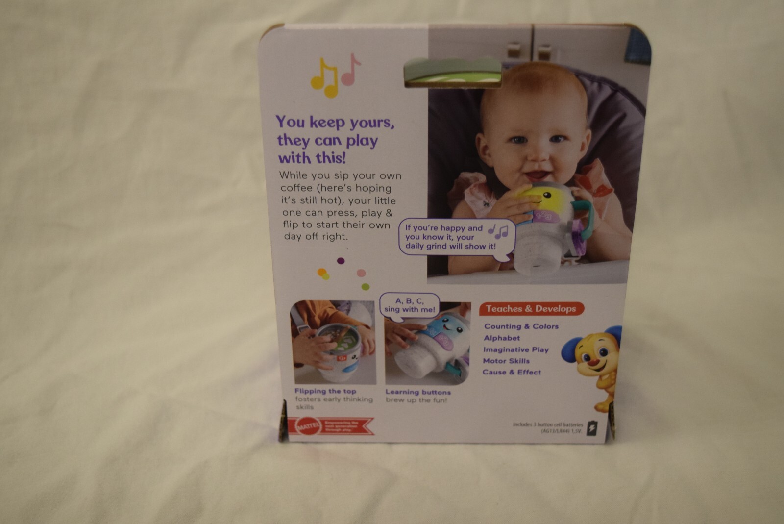 Fisher-Price Laugh & Learn Wake Coffee Mug Interactive Sounds 🔥 New !