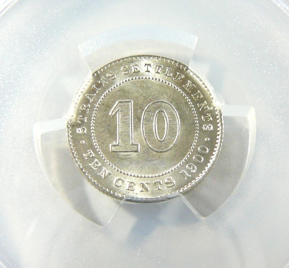 Straits Settlements 1900 Silver 10 Cents PCGS MS63