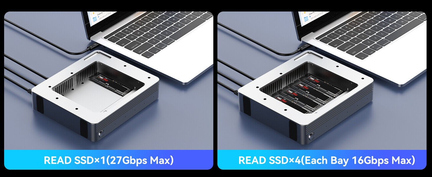 Acasis 4 Bay 40Gbps M.2 NVMe RAID SSD Enclosure Compatible with Thunderbolt 4/3
