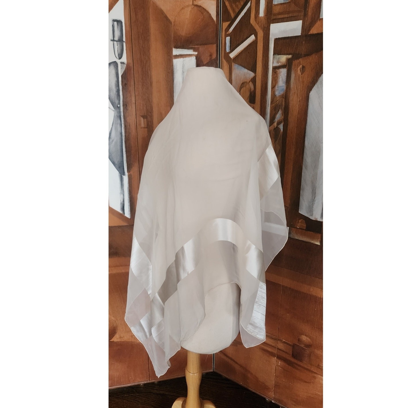 VTG 50s Christian Dior COLIFICHETS Scarf Cream Silk Square Rare Museum Archive