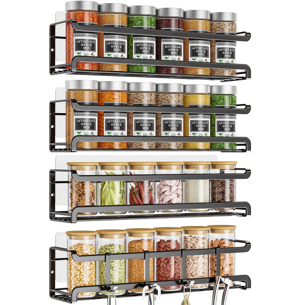 Bunoxea Spice Rack Wall Mounted 4 Pack,SpaceSaving Spice Organizer for Spice ...