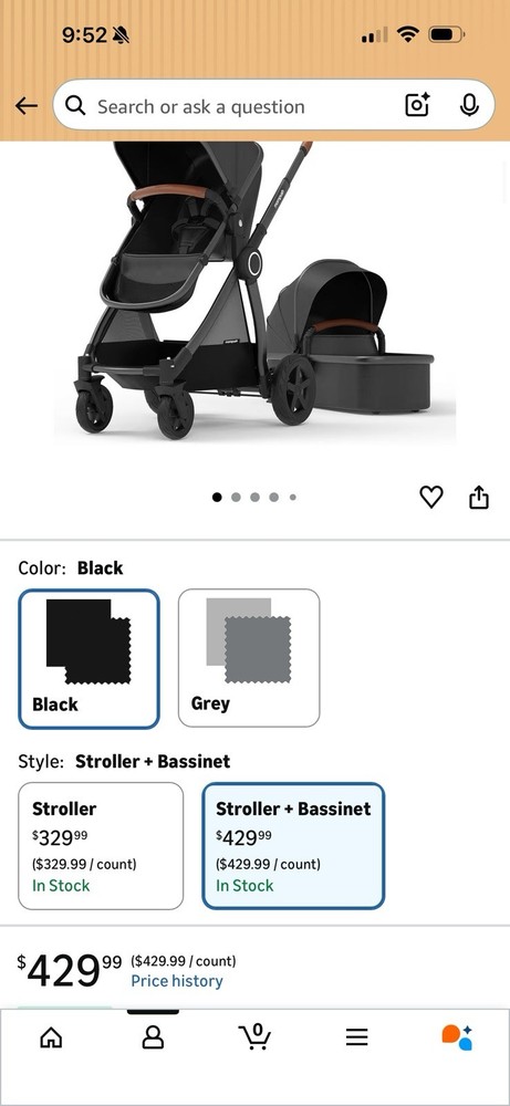 Mompush ultimate black stroller with bassinet attachment