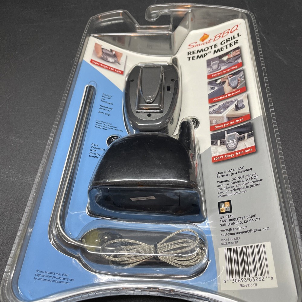 Smart BBQ Remote Grill Temp Meter LED Light Radio Frequency NIB