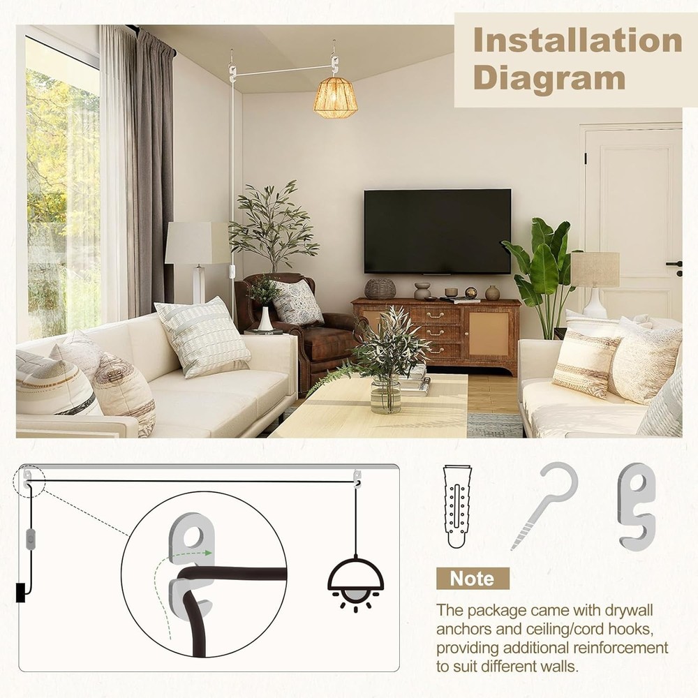 6.6ft Extension Cord with E26 Light Socket & Inline Control - 100W Power