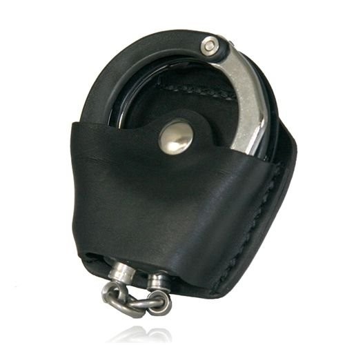 Boston Leather Quick Release Handcuff Case, Plain Black - 5531-1
