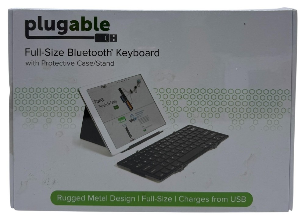 Plugable Wireless Full-Size Bluetooth Keyboard Gray BT-KEY3XL SEALED