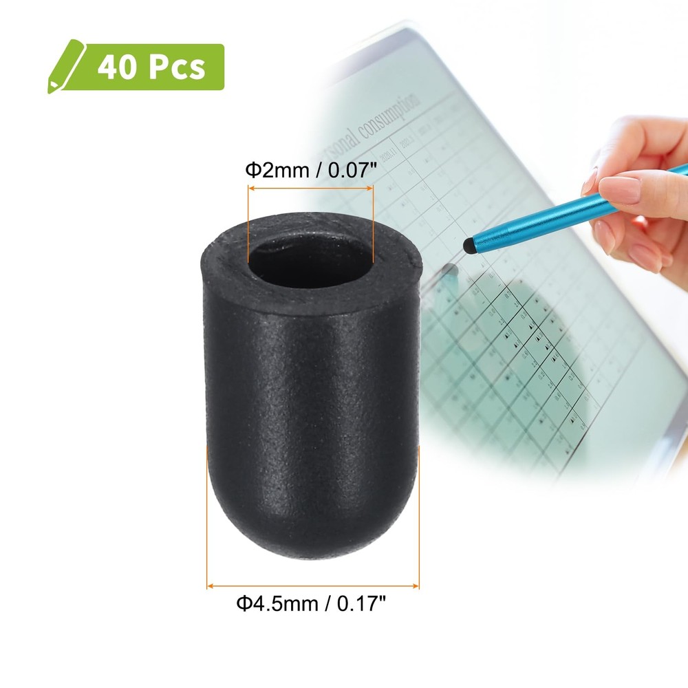Replacement Stylus Pen Tips 4.5mm Conductive Capacitive Touch Black 40 PCS