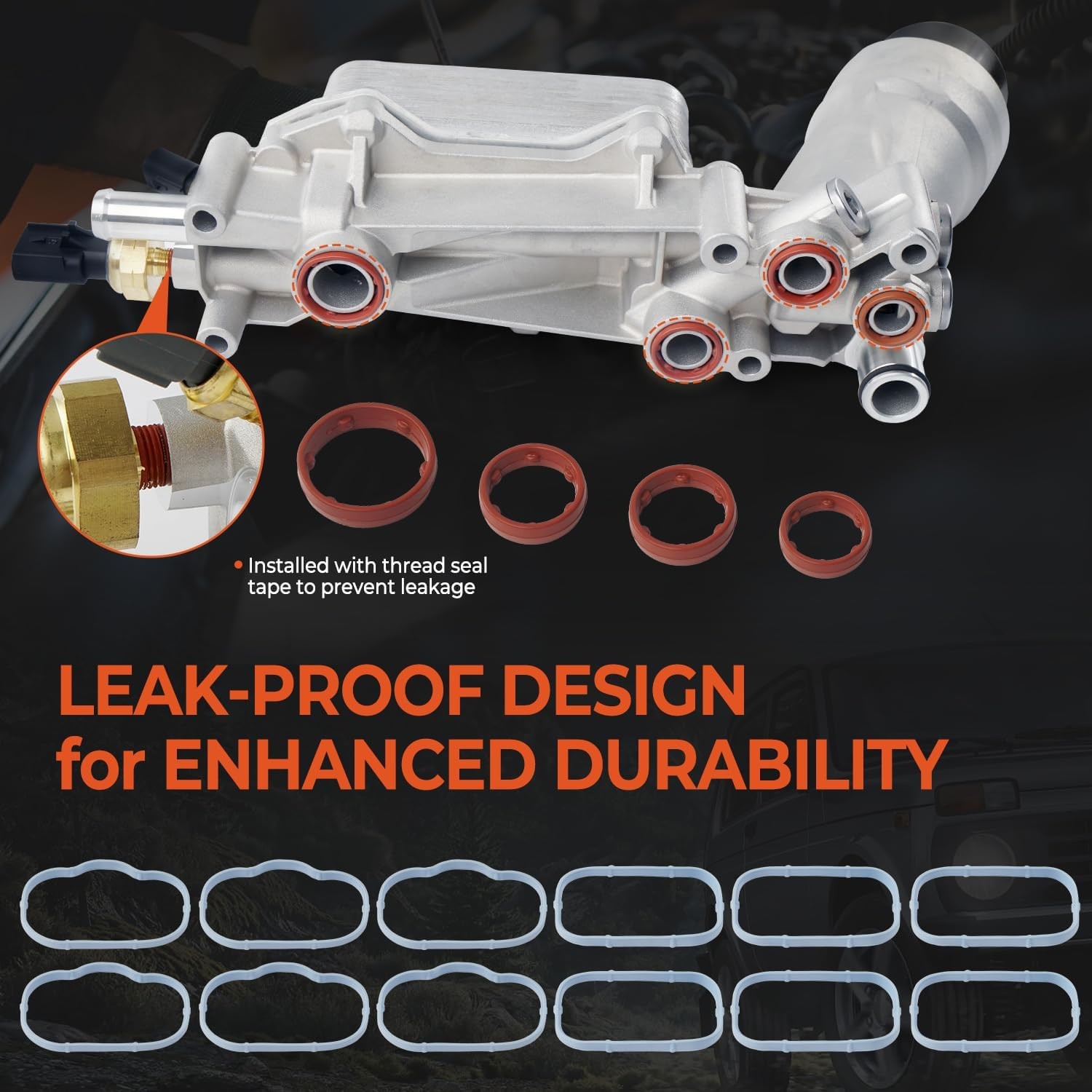 Aluminum Engine Oil Cooler Filter Housing For 17-18 Dodge Jeep Chrysler Ram 3.6L