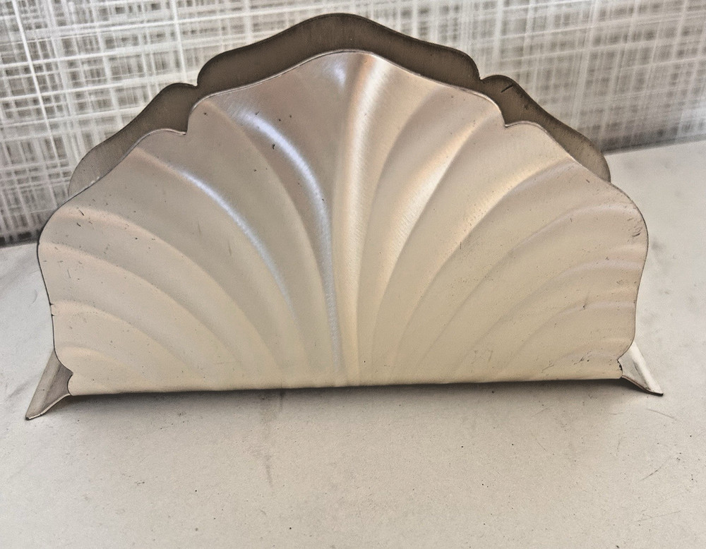 Vintage Silver Plate Napkin Holder Half Fan Shell Germany HKE Art Deco BxA