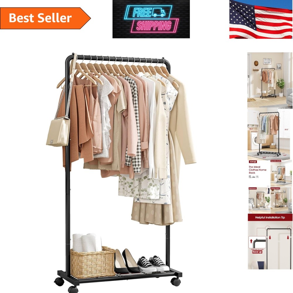 Multi-Functional Garment Rack with Easy Assembly & 82 lb Capacity in Black