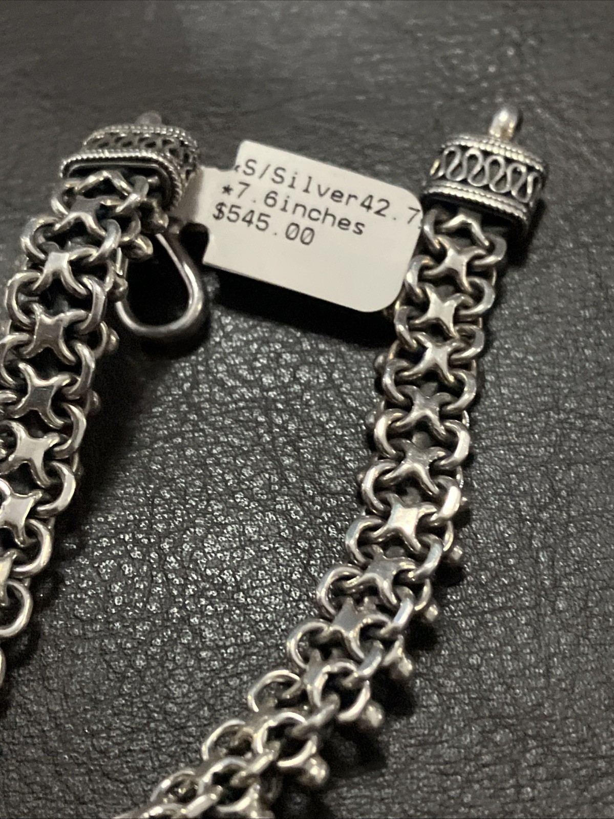 925 Sterling Silver Vintage Antique Finish Bracelet 42.7 Grams 7.6 Inches