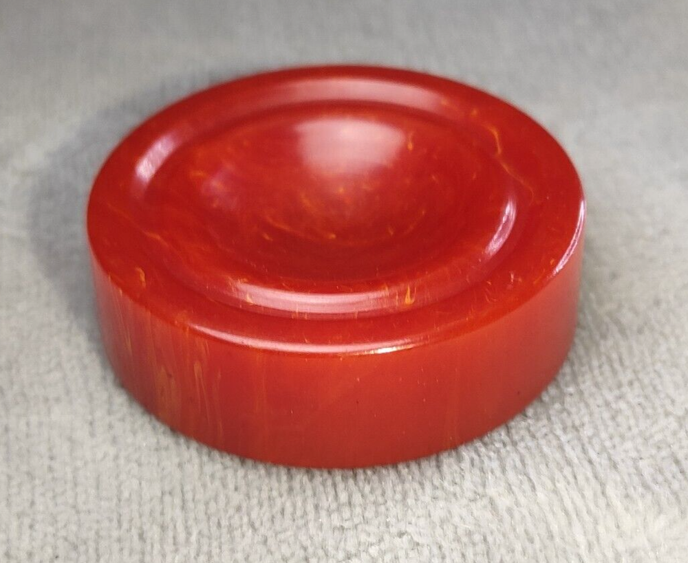 Bakelite Turned Backgammon Chip Cherry Red Swirl 1.22" Replacement 1pc Catalin