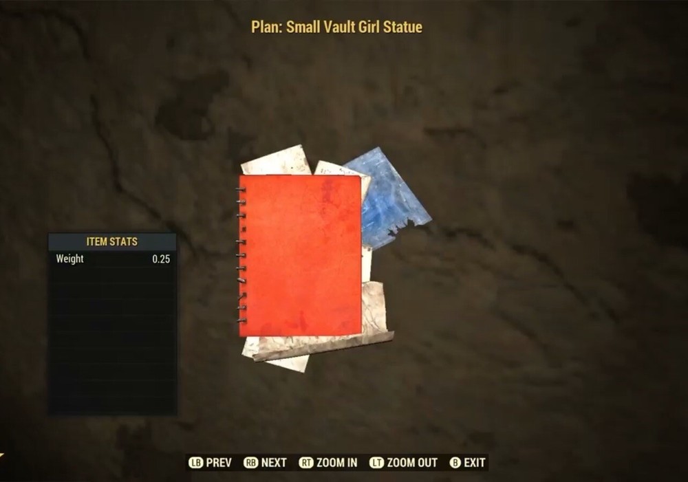 (Xbox) Small Vault Girl Statue Plan