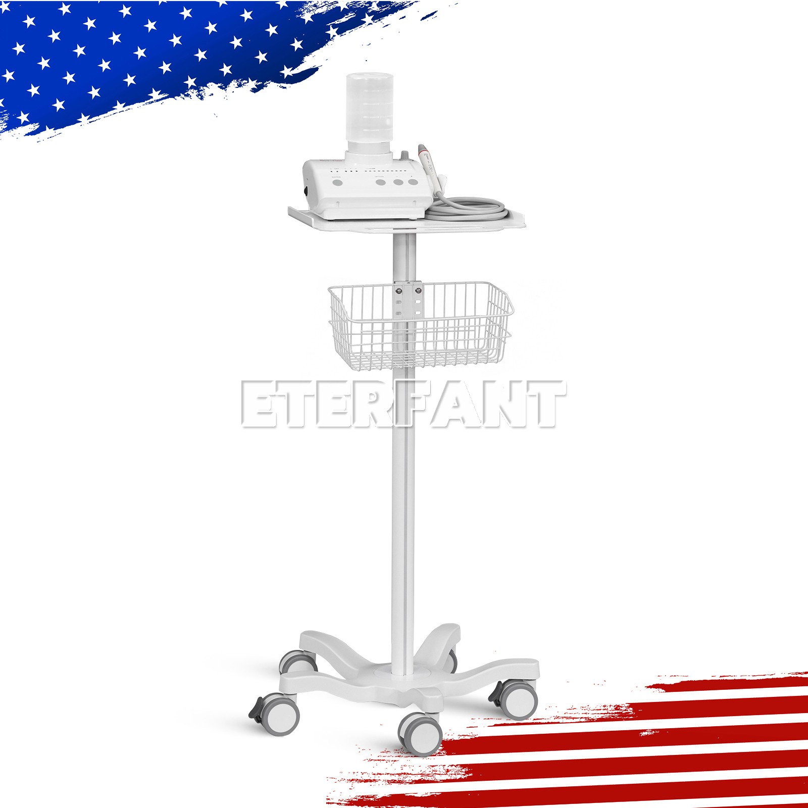 Medical Mobile Rolling Cart for Ultrasound Imaging Scanner/Patient Monitor US