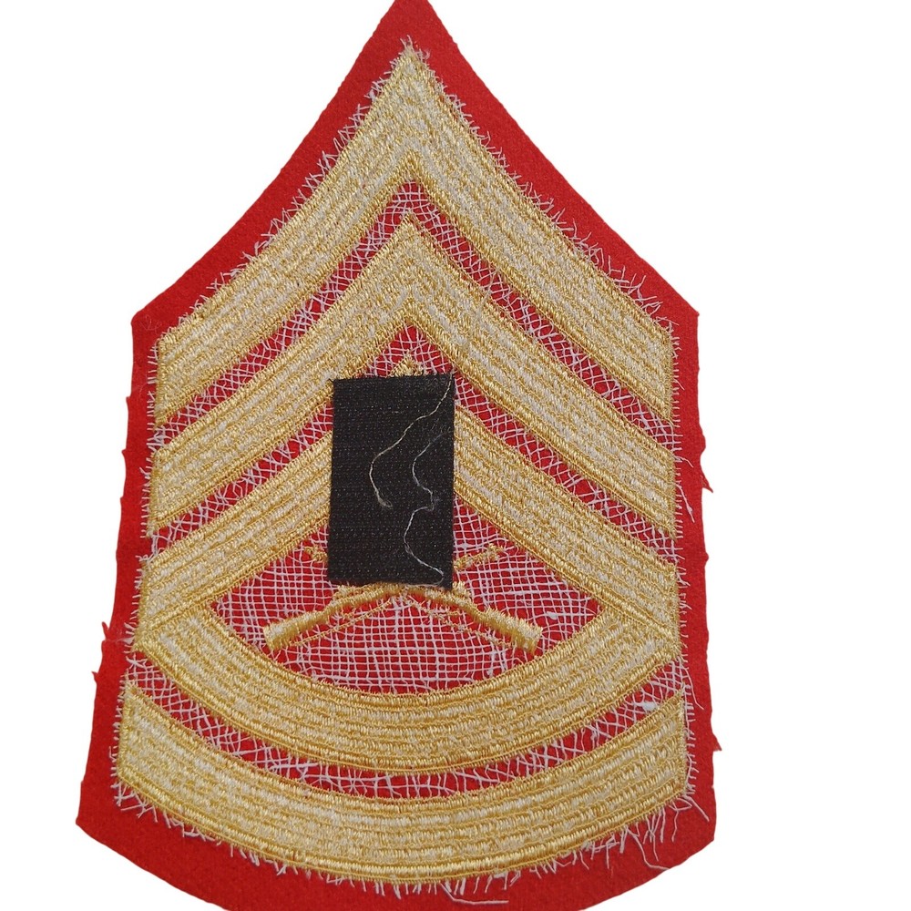 USMC Gunnery Sergeant E‑7 Patch Red/Gold, 5‑3/4" × 3‑5/8"