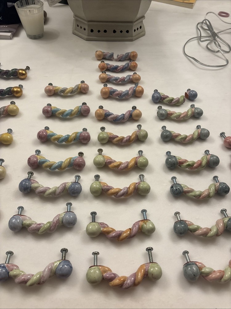 MacKenzie-Childs Ceramic Drawer Pulls Pastel Set Of 32 Plus 2 Broken