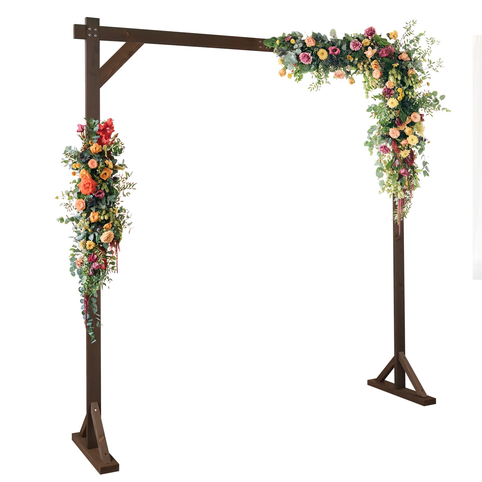 7.2FT Wooden Wedding Arch Square Wood Arbor Backdrop Stand Boho Garden Rustic