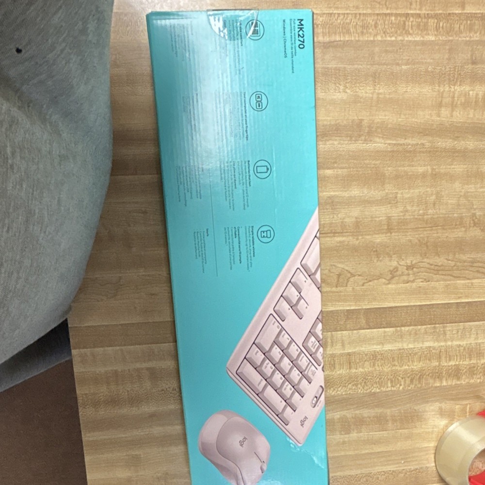 Logitech MK270 Wireless Keyboard Mouse Combo Pink Plug & Play Enhanced Keys